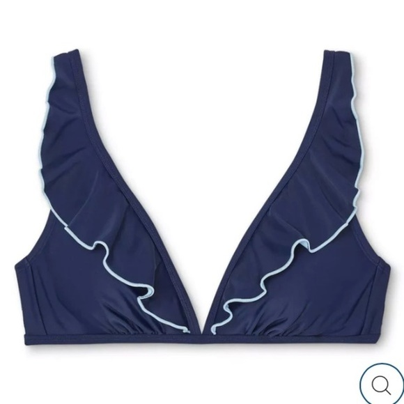 (S)- KONA SOL WOMEN'S RUFFLE BIKINI TOP - OXFORD BLUE - Picture 8 of 8